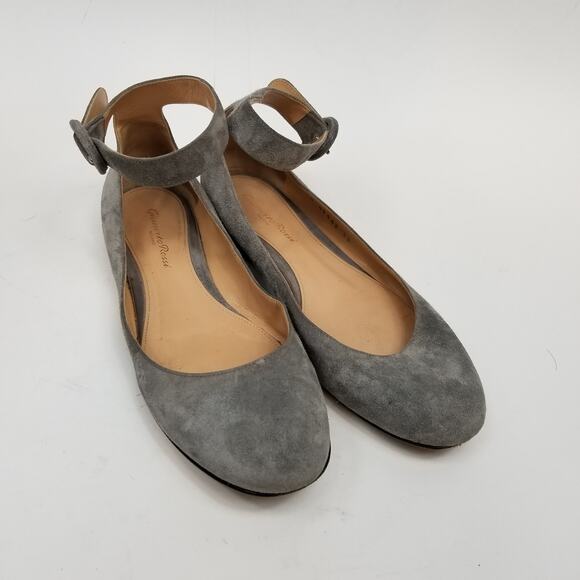 Gianvito Rossi Milano Italian Gray Suede Ankle Strap Flats Size 38 - Picture 2 of 9